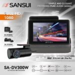 Sansui SA-DV300W Front & Rear Dash Cam – Full HD 1080P | Dual Channel DVR | Night Vision | Parking Mode | G-Sensor