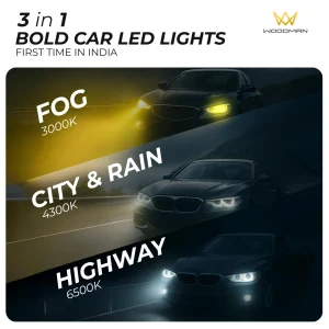 WOODMAN BOLD 3-in-1 LED Headlights – Remote Control Color Changing Car Lights (3000K/4300K/6500K)