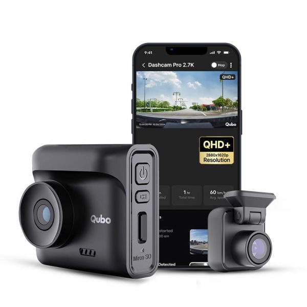Qubo Car Dashcam Pro 2.7K | Dual Cam | Night Vision