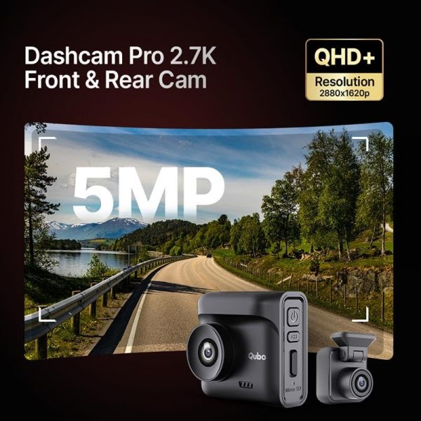 Qubo Car Dashcam Pro 2.7K | Dual Cam | Night Vision