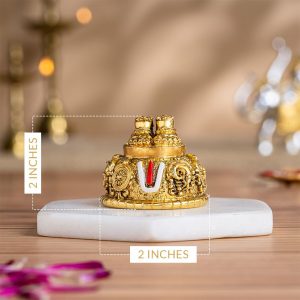Svastika Lord Balaji Charan for Pooja Room & Car Dashboard | 24K Antique Gold Finish Venkateswara Feet with Shanku & Chakra Namam | Divine Blessings from Tirupati | 2 Inch Polyresin Sculpture