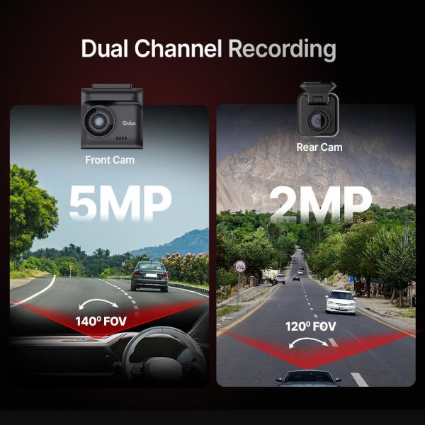 Qubo Car Dashcam Pro 2.7K | Dual Cam | Night Vision