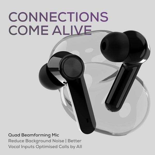 TAGG Liberty Buds Plus Truly Wireless Earbuds in-Built Gaming Mode,Bassx Mode,Quad Mic,Fast Charge&Low Latency Upto 60Ms (White) (Black)