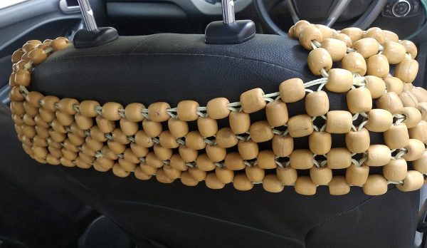 Beads XXLBeige Wooden Car Beaded Seat Cover cushion Suitable for all the Cars & SUVs, Office Chair, Home Chair (Universal Fit, 1 Pack)