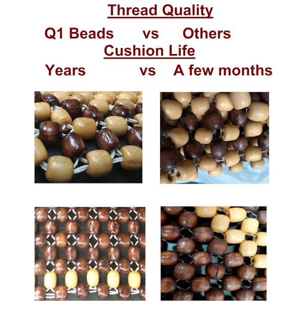 Beads XXLBeige Wooden Car Beaded Seat Cover cushion Suitable for all the Cars & SUVs, Office Chair, Home Chair (Universal Fit, 1 Pack)