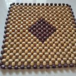 Beige Wooden Beads Car Seat Cover – Acupressure Cushion for Car & Chair (Small)