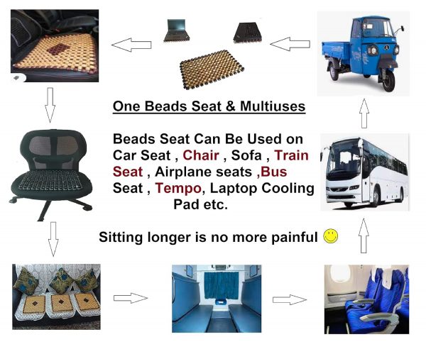 Beads SBeige Wooden Beads Acupressure Mat Car Accessories Beads Seat Cover for Driver/heating pad/gel pad cover cushion for CAR/Office chair/Home Chair/Sofa/Jhula/Swing/Truck/Bus/Tempo(Small,Beige)