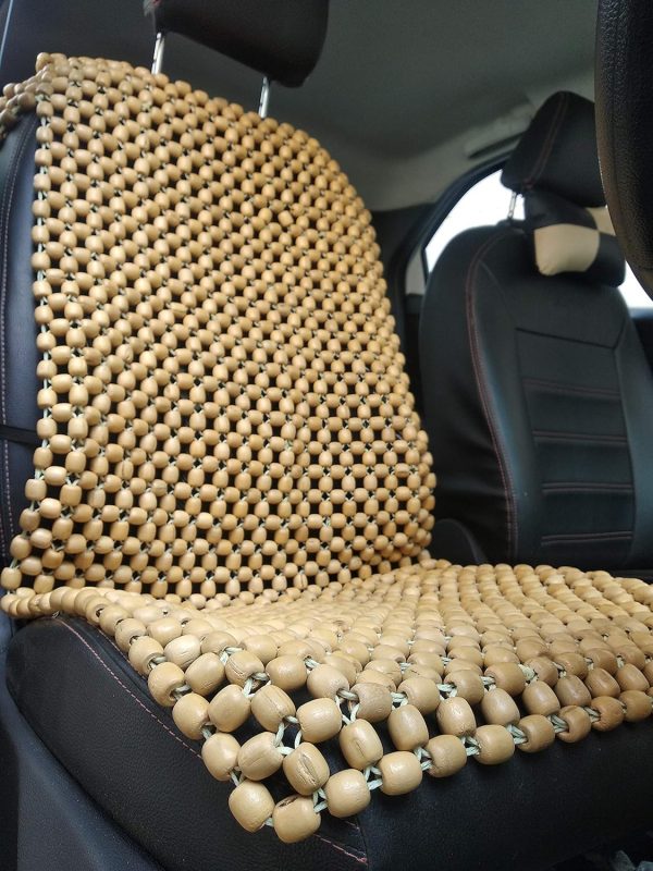 Beads XXLBeige Wooden Car Beaded Seat Cover cushion Suitable for all the Cars & SUVs, Office Chair, Home Chair (Universal Fit, 1 Pack)