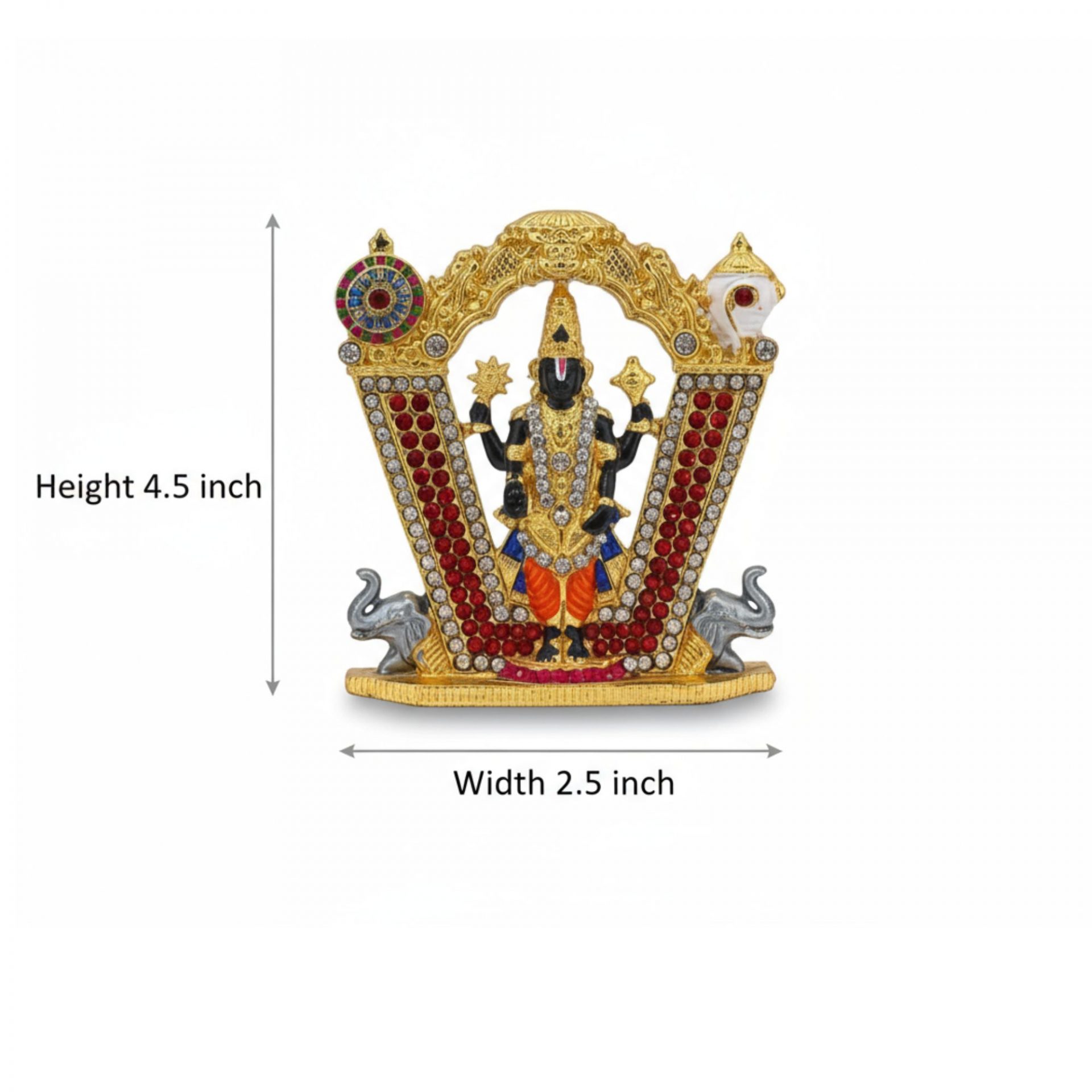 Tirupati Balaji Car Dashboard Idol – 4.5 Inch Metal Statue 1