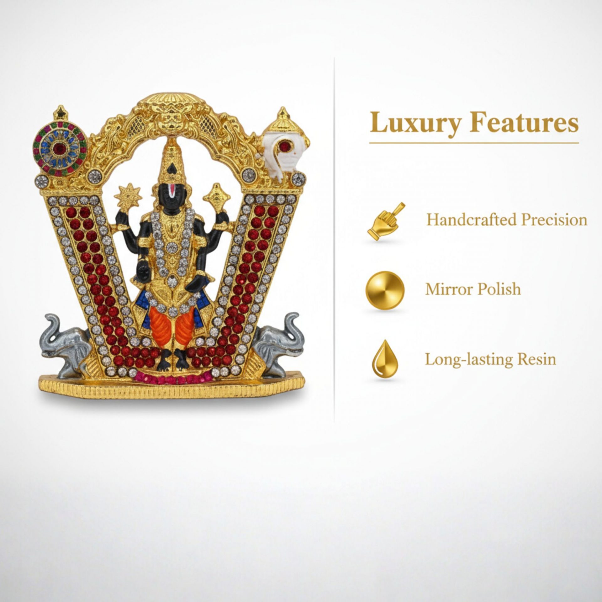 Tirupati Balaji Car Dashboard Idol – 4.5 Inch Metal Statue 1