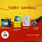 Car Care Combo Pack – Tyre Inflator + Vacuum Cleaner + Car Perfume + Microfiber Cloth
