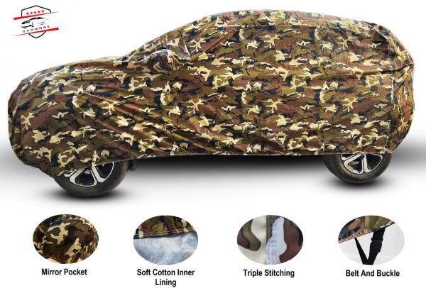 Car More Waterproof Camouflage Military Jungle Print Car Body Cover for Tata Punch(100% Waterproof,Triple Stitched,Mirror Pocket,UV Resistant,Dustproof) full discreption