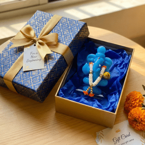 Premium Blue Glass Ganesha Idol – Car Dashboard & Home Decor