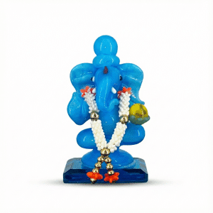 Premium Blue Glass Ganesha Idol – Car Dashboard & Home Decor