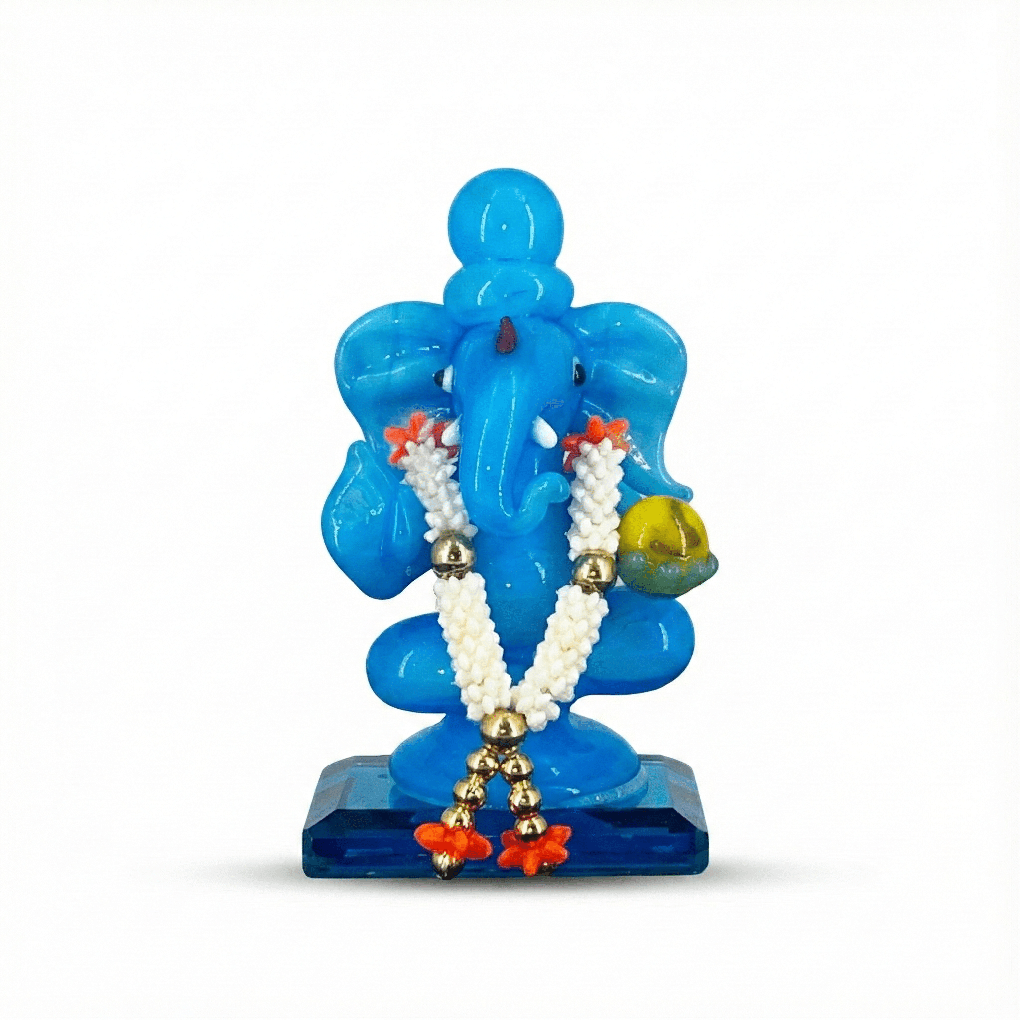 Premium Blue Glass Ganesha Idol – Car Dashboard & Home Decor