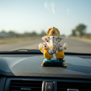 Polymarble Ganesha Idol with Gemstones