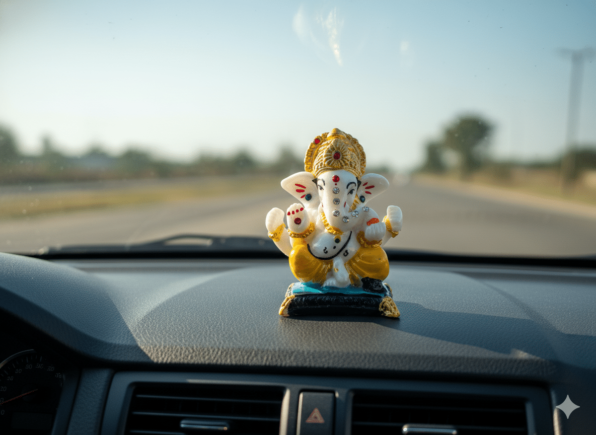 Polymarble Ganesha Idol with Gemstones