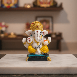 Polymarble Ganesha Idol with Gemstones