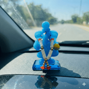 Premium Blue Glass Ganesha Idol – Car Dashboard & Home Decor