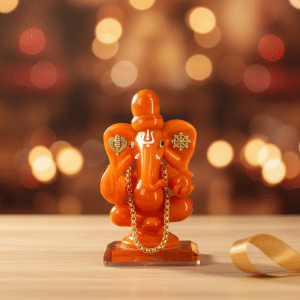 Spiritual Orange Ganesha Figurine for Car & Home