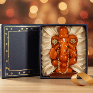 Spiritual Orange Ganesha Figurine for Car & Home