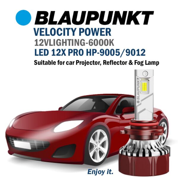 Blaupunkt LED 12X PRO HP 9005/9012 | 180-Watt Headlight | 6000K | 6500 Lumens | High Power | 2 Year Warranty