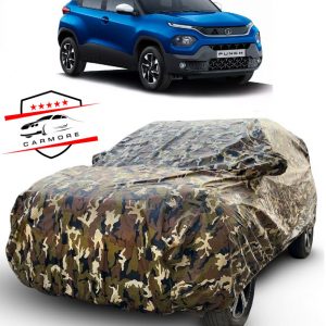 Car More Waterproof Camouflage Military Jungle Print Car Body Cover for Tata Punch(100% Waterproof,Triple Stitched,Mirror Pocket,UV Resistant,Dustproof) full discreption