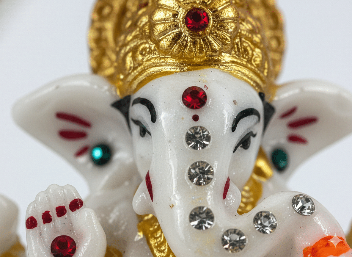 Polymarble Ganesha Idol with Gemstones