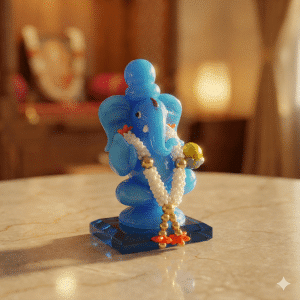 Premium Blue Glass Ganesha Idol – Car Dashboard & Home Decor