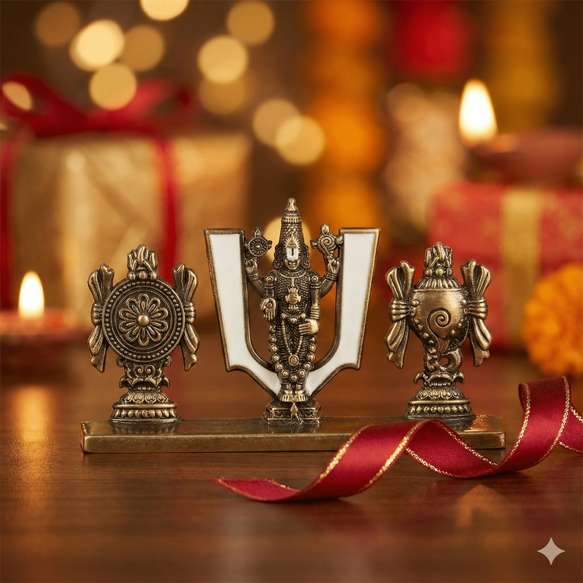 Lord Balaji Brass Dashboard Idol – Shanku Chakra Set